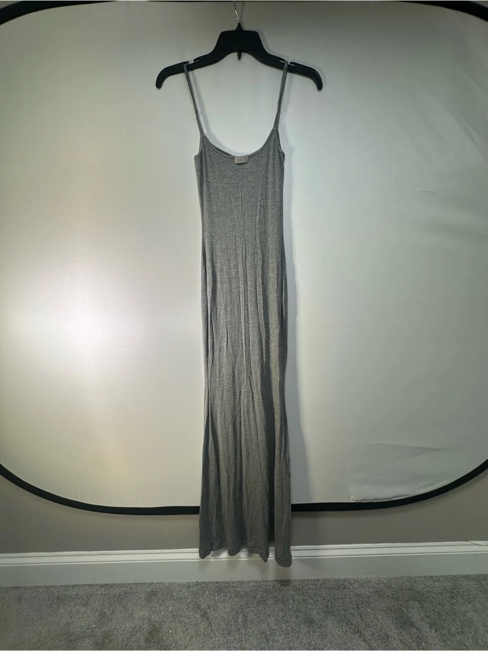 SKIMS Grey Ribbed Spaghetti-Strap Maxi Dress - Picture 5 of 5